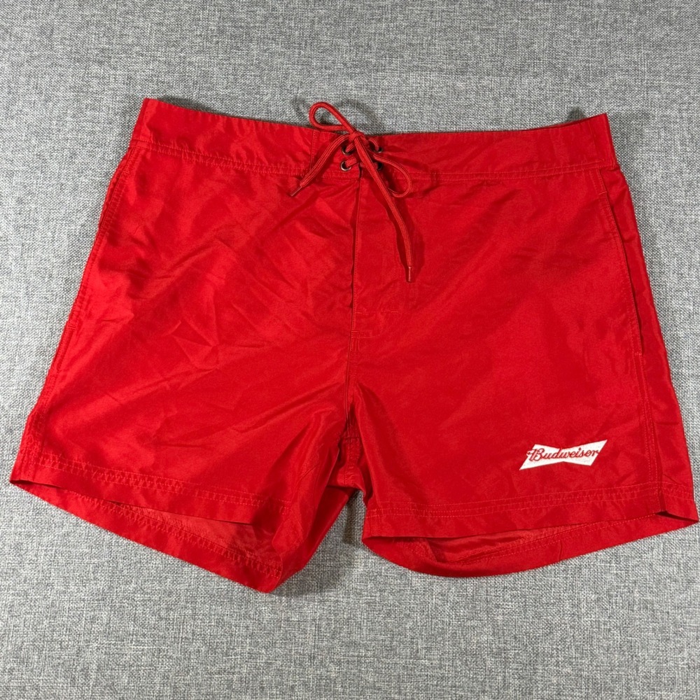 PacSun Budweiser Swim Trunks Mens XL Red Board Shorts Beer Americana Retro